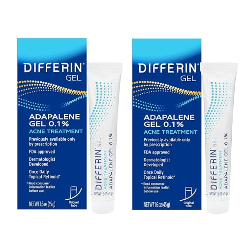 Differin Acne Retinoid Treatment Gel, 0.1% Adapalene, 45g Tube, 2ct – Unscented