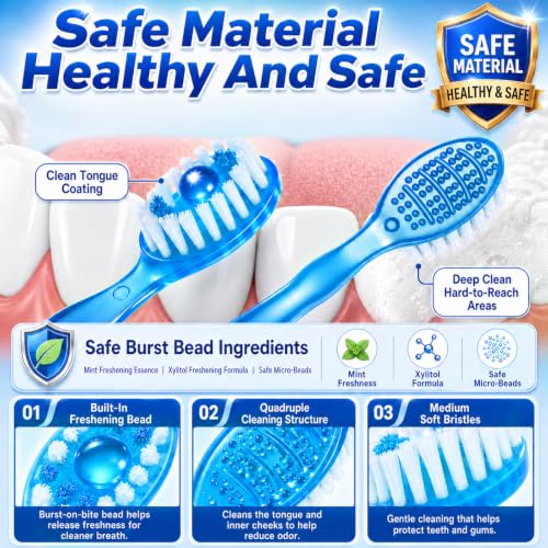5 in 1 Disposable Travel Toothbrushes, Prepasted Mini On-the-Go - Product Imagery