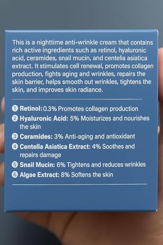 Retinol Face Cream for Anti-Aging Wrinkle Moisturizer with - Product Imagery
