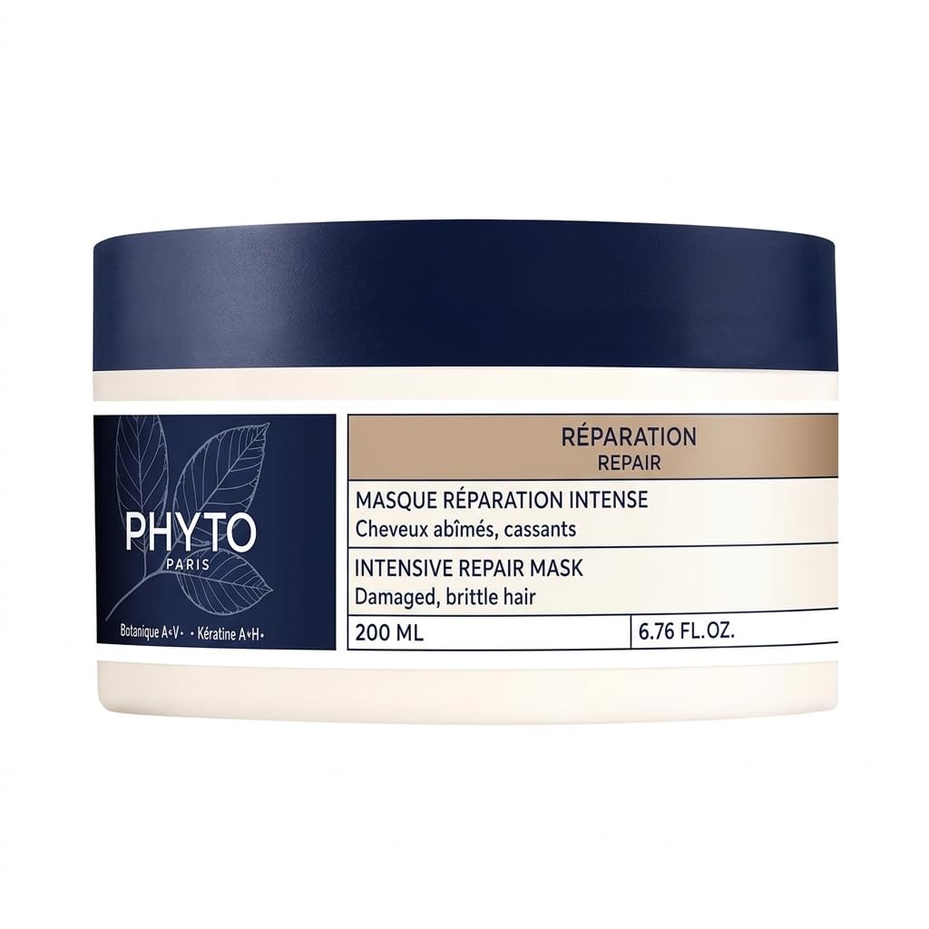 PHYTO PARIS REPAIR Intensive Restructuring Mask, Vegan, Silicone Free, Restores and Strengthens Damaged Hair and Brittle Hair Fibers, 6.76 fl.oz.
