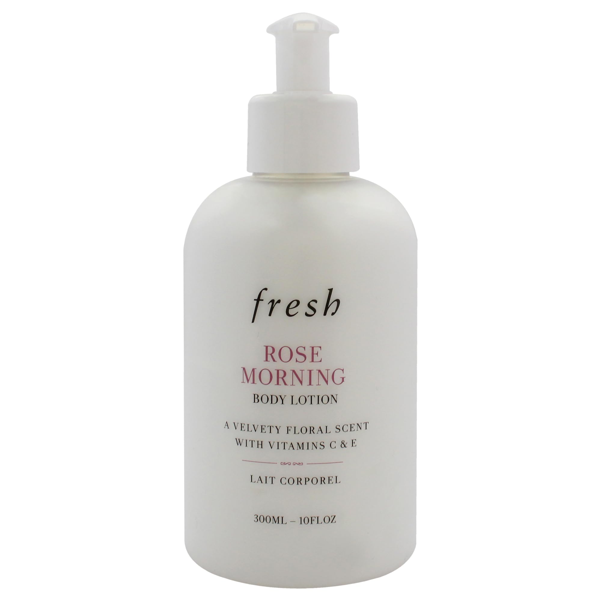 Fresh Rose Morning Body Lotion for women in a 10 oz bottle, moisturizing skin with floral rose scent.