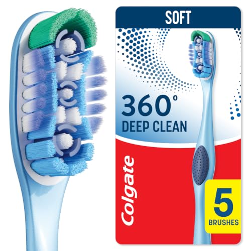Colgate 360 Deep Clean Toothbrush with Soft Bristles, 5 Pack, - Product Imagery