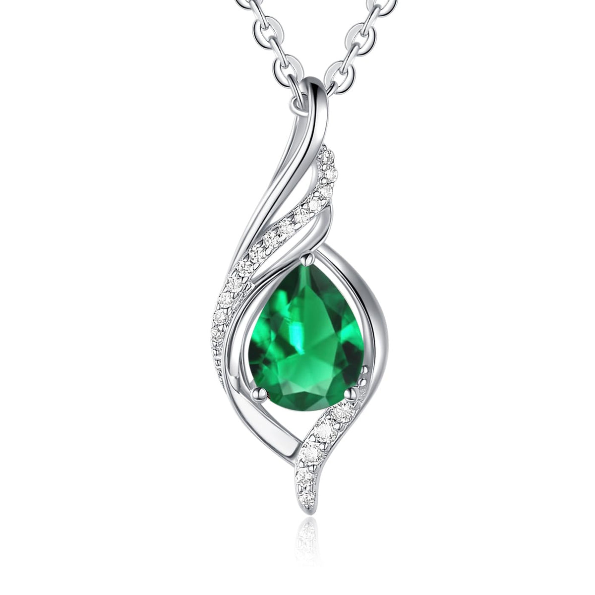 yoalincy Birthstone Necklaces for Women Infinity Pendant S925 Sterling Silver Teardrop Pendant Necklace Anniversary Birt