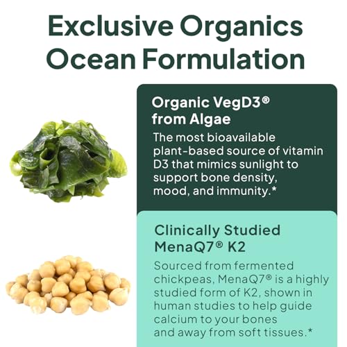 Organics Ocean Better D3 + K2-100% Organic Vitamin D3 and K2 - Product Imagery