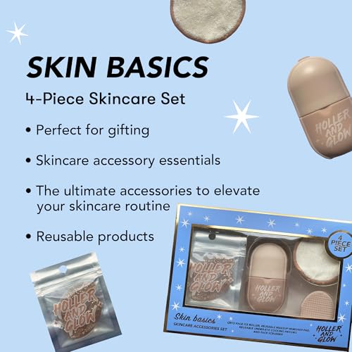 Holler & Glow Skin Basics Skincare Set - Ice Roller, Mask, Face - Product Imagery