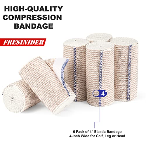 FRESINIDER Premium Elastic Bandage Wrap 4 Inch, 6 Pack, Hook and - Product Imagery