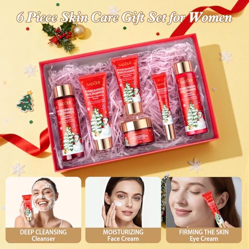 Gifts for Women 6 Pcs Skin Care Set Pomegranate Moisturize - Product Imagery
