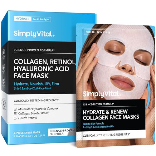 Collagen Facial Mask - Retinol Hyaluronic Acid Hydrating Sheet - Product Imagery