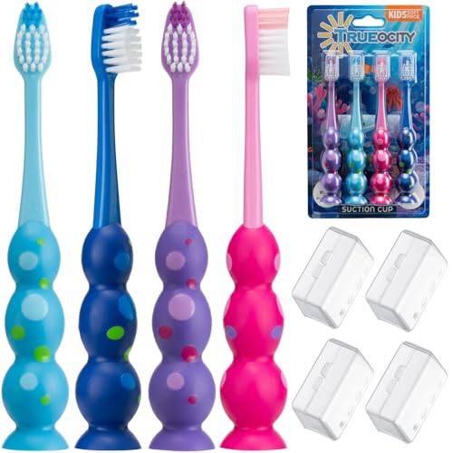 Trueocity Kids Toothbrush Set 4 Pack - Soft Bristles with - Product Imagery