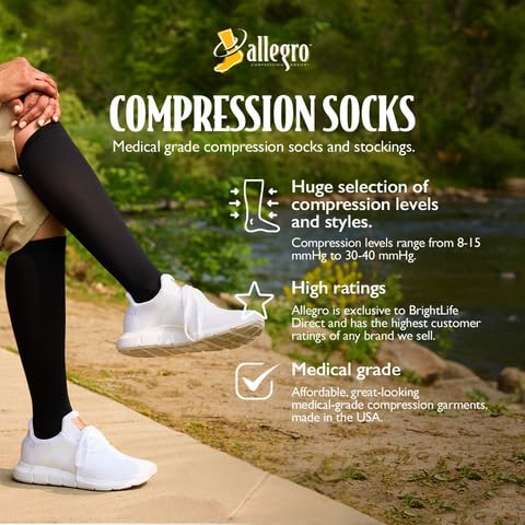 Allegro Unisex Cotton Knee High Firm Graduated Compression Socks - Product Imagery
