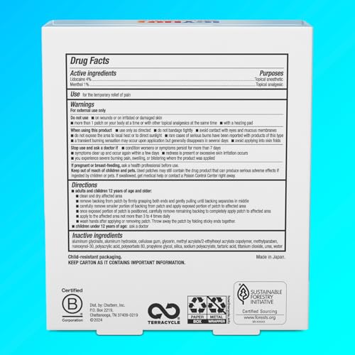 Icy Hot Lidocaine Pain Relief Patches, Max Strength, 5-Ct. - Product Imagery