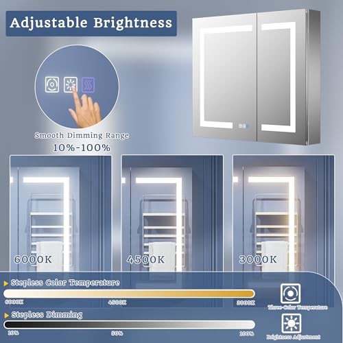 ExBrite LED Lighted Bathroom Medicine Cabinet with Mirror, 30 x - Product Imagery