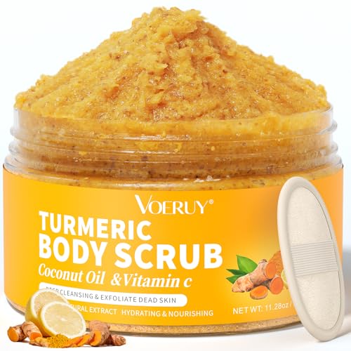 VOERUY Body Scrub, Turmeric Exfoliating Body Scrub, with Coconut - Product Imagery