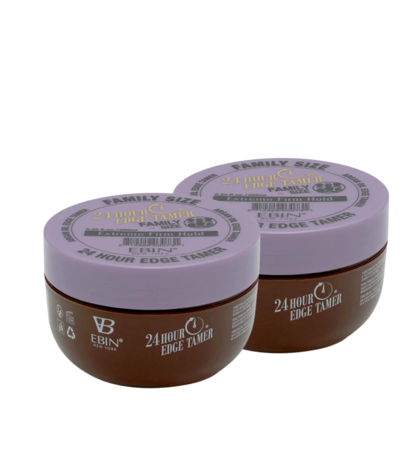 EBIN NEW YORK 24 Hour Edge Tamer Extreme Firm Hold hair styling agent in a 2-pack, designed for sleek, lasting edge control.