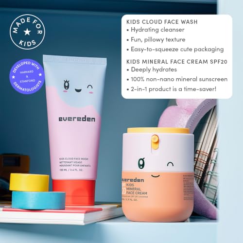 Evereden Kids Face Wash & Mineral SPF 20 Cream Set, Safe for - Product Imagery