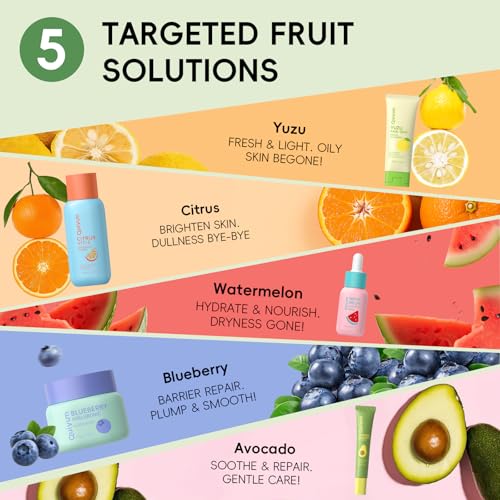 QUIYUM Fruit Skincare Set for Teen Girl, 5 Daily Routine Beauty - Product Imagery