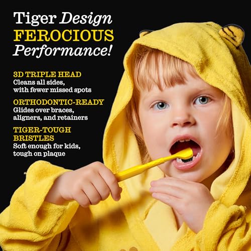 Twice Kids 3D Triple-Head Toothbrush – Extra-Soft Bristles for - Product Imagery