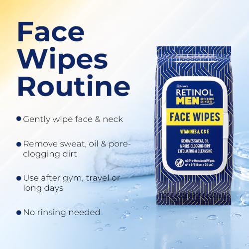 LIVAURA Retinol Face Wipes for Men - Facial Cleansing Wipes for - Product Imagery
