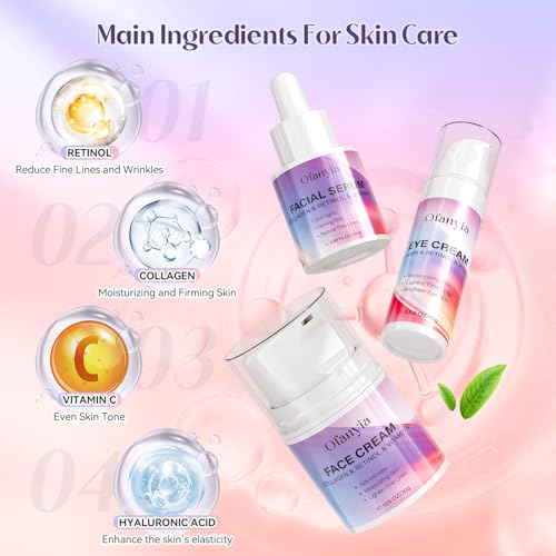 Collagen Retinol Skincare Set, 6 Pcs Anti-Aging Skin Care Set - Product Imagery