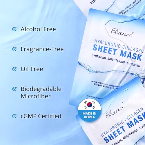 Ebanel 10-Pack Collagen Face Mask with Hyaluronic Acid, Vitamin - Product Imagery