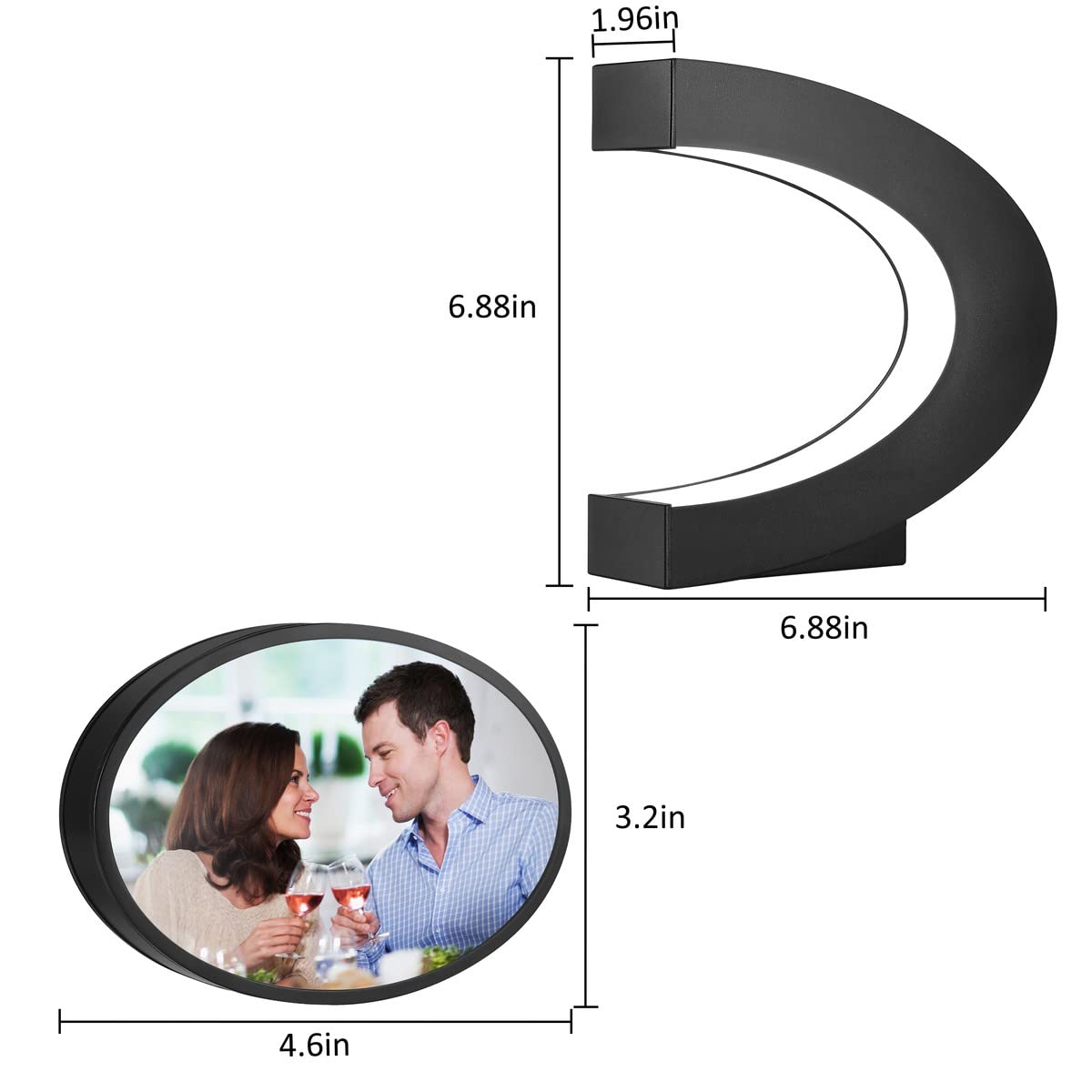 UVEHAS Levitating Photo Frame with LED Colorful Lights Magnetic Levitation Floating Rotating Picture Frame Display Stand