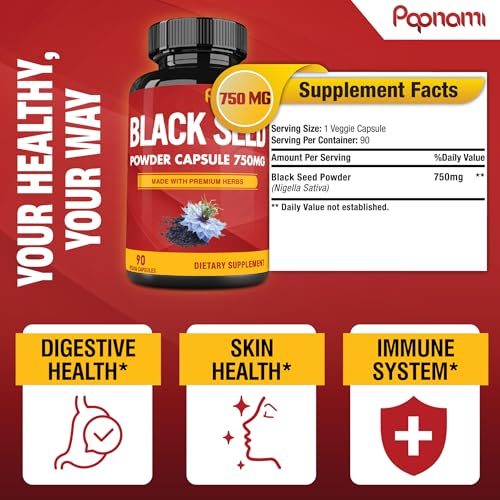 Pure Black Seed Powder Capsules 750mg - Premium Supplement for - Product Imagery