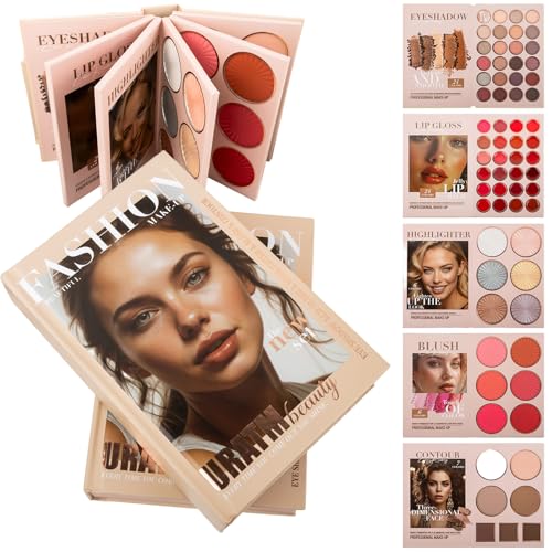 Joyeee All in One Makeup Kit Full Makeup Set, 24 Eyeshadow Palette, 24 Lip Gloss, 6 Highlighters, 6 Blushers, 7 Contours
