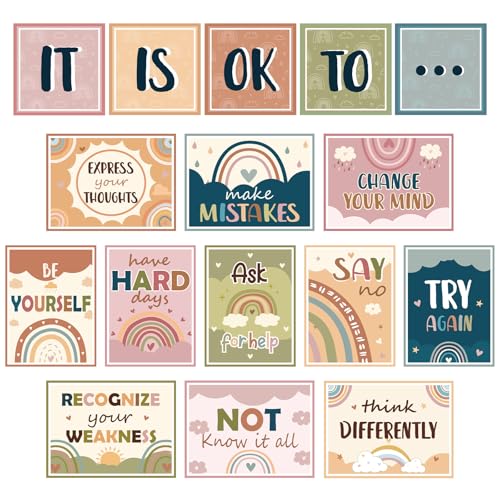 Mental Health Posters It's OK to Boho Bulletin Board Decorations - Product Imagery