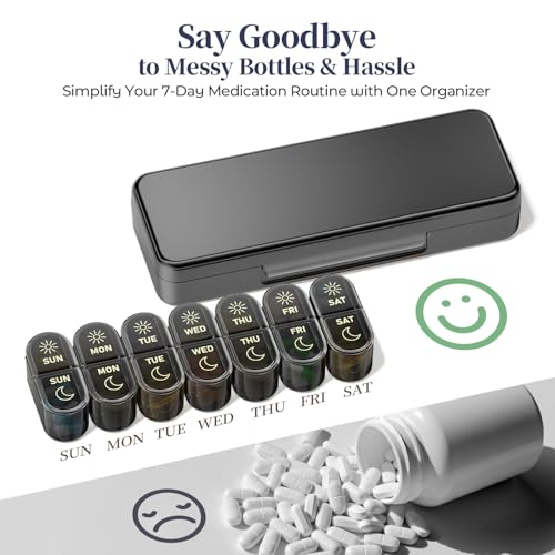 Betife AM PM Pill Organizer 7 Day, Weekly Pill Organizer Box 2 - Product Imagery