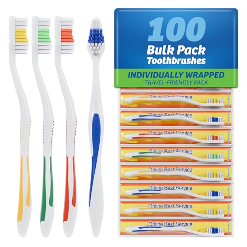100 Pack Toothbrush Standard Classic Medium Soft Toothbrush Bulk - Product Imagery