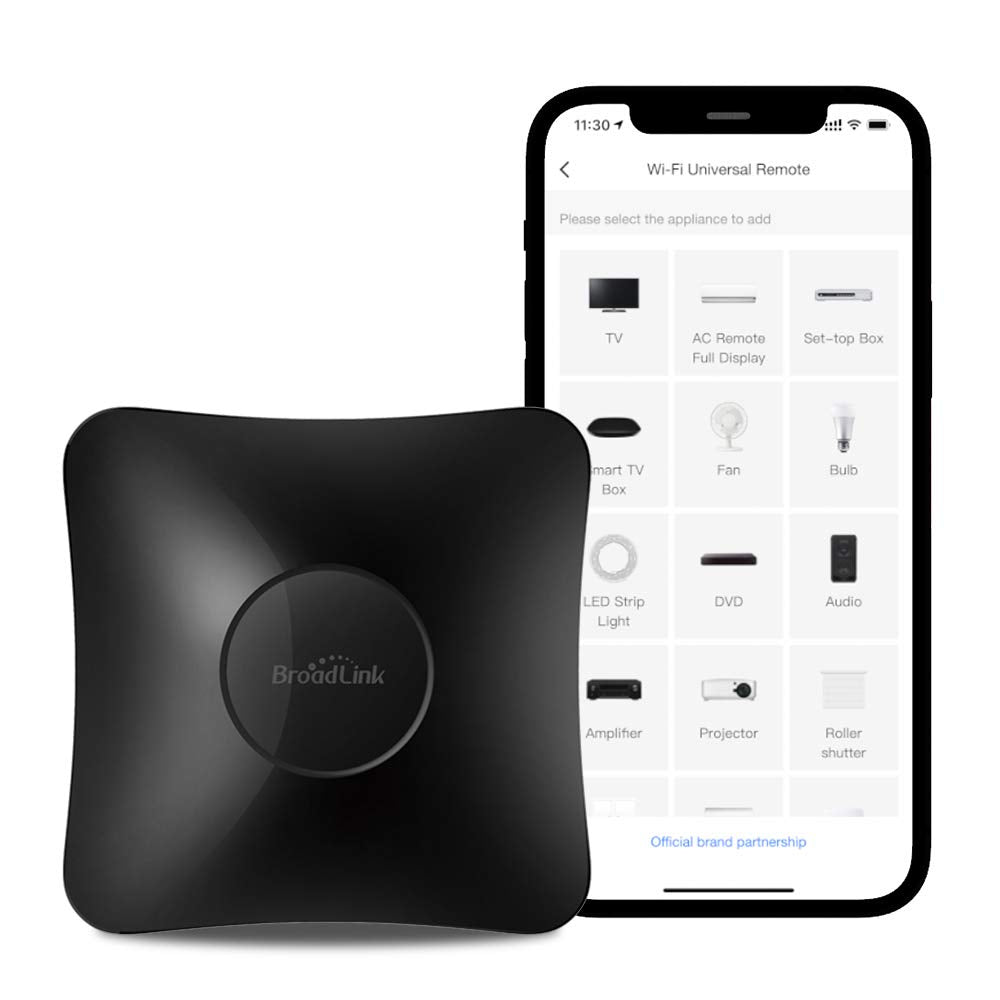 BroadLink RM4 pro IR and RF Universal Remote, All in One Hub Code Learning Wi-Fi Remote Control for TV Air Conditioner S
