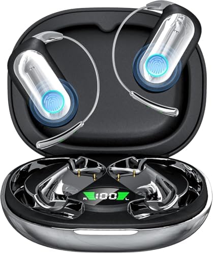 Mokseev AI Translation Earbuds-198 Languages, Sport Open Ear Translator Earphones – Gun Black