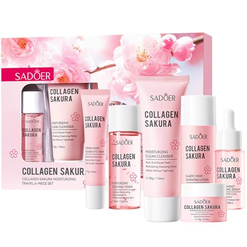 Travel Collagen Sakura Skincare Kit, 6pcs Skin Care Set include - Product Imagery