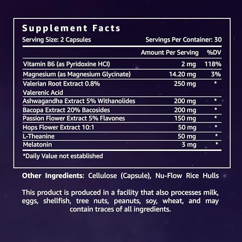 Premium Sleep Supplement: Vegan Night Capsules with Melatonin, - Product Imagery