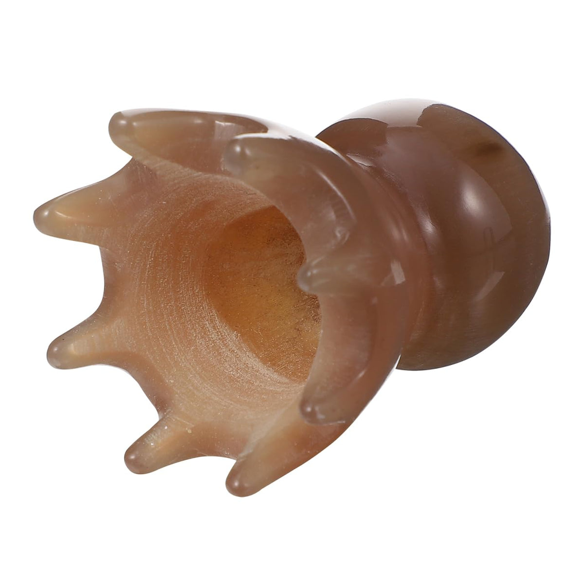 Ipetboom Yak Horn Scalp Massage Comb Light Brown 1 pack – close-up detail in Light Brown