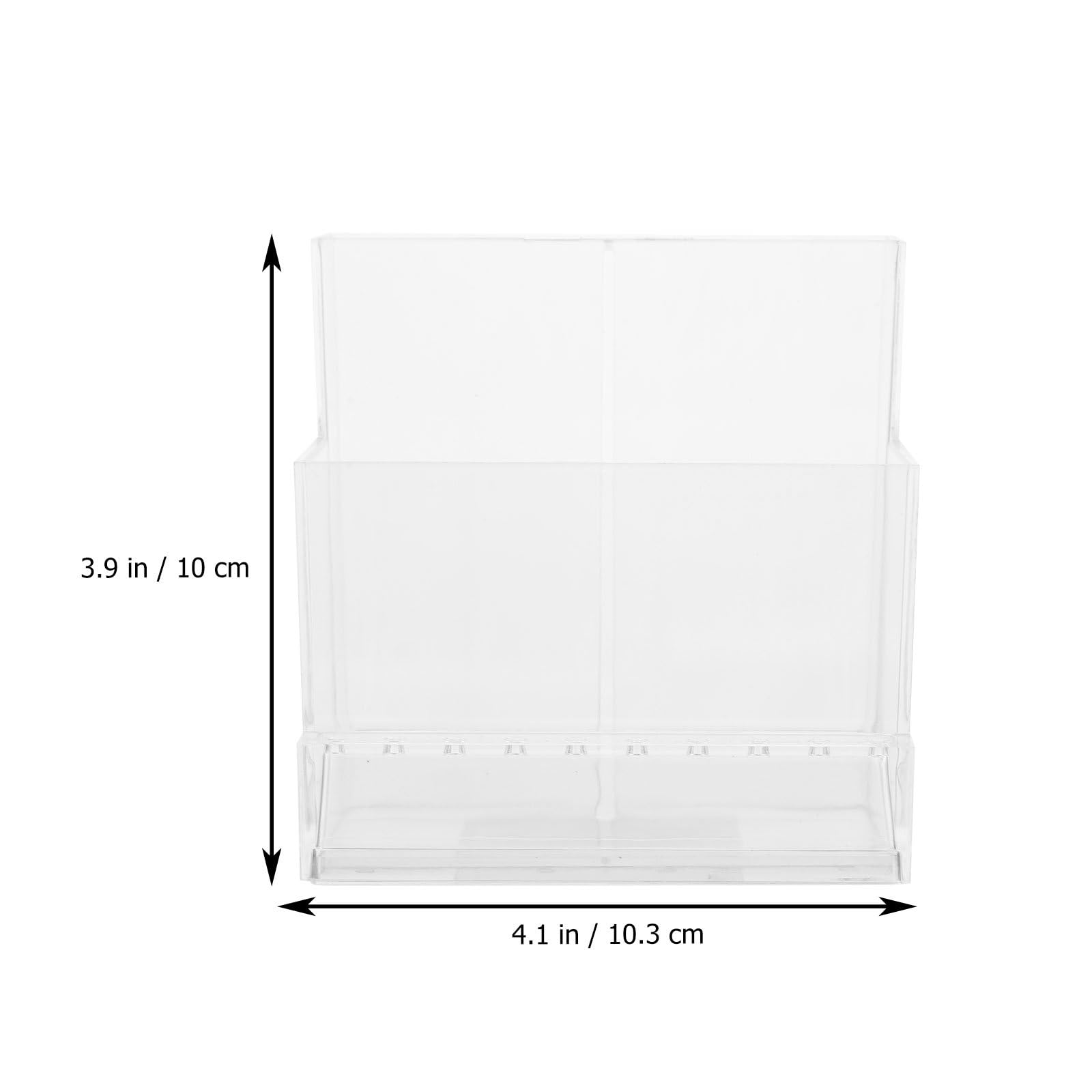 CLISPEED acrylic nail tool caddy with multiple compartments for organizing cosmetics, makeup, and beauty supplies on a vanity.