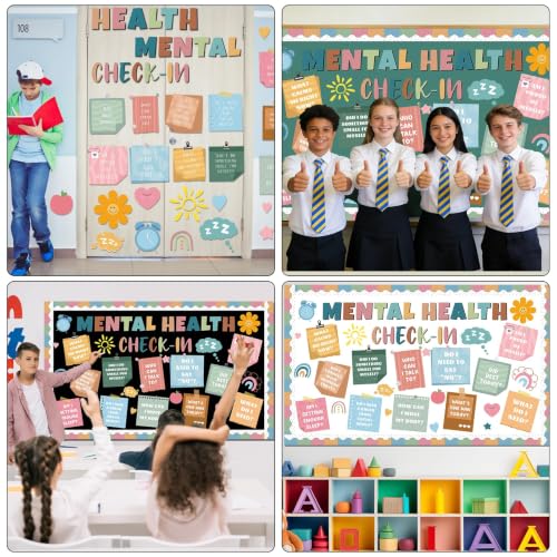 Mental Health Bulletin Board Set Boho Classroom Decoration - Product Imagery