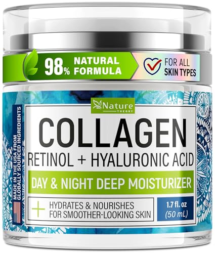 NATURE THEORY Collagen Cream for Face with Retinol - Anti Aging Face Moisturizer, 1.7 oz