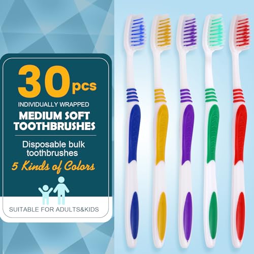 30 PCS Disposable Toothbrushes Pack, Bulk Toothbrush - Product Imagery