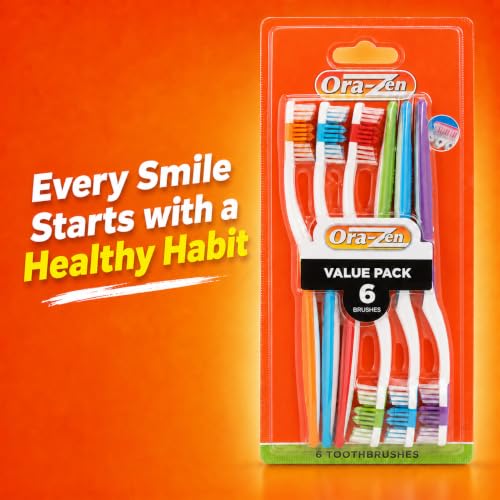 Adult Toothbrushes 6 Pack, Manual Toothbrush Value Pack with - Product Imagery