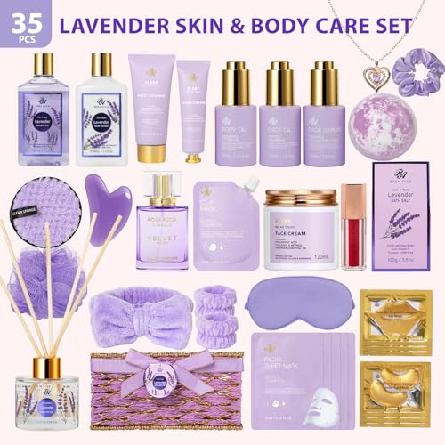 35 Pcs Gifts for Women, Lavender Bath & Body Gift Basket,Face - Product Imagery