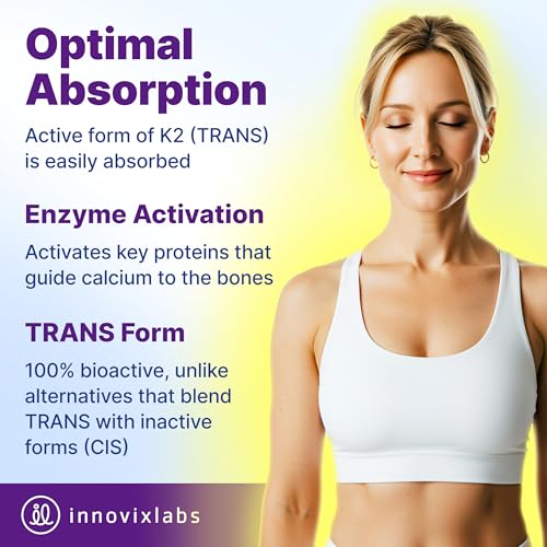 InnovixLabs Full Spectrum Vitamin K2 MK7 + MK4, 600 mcg (90 - Product Imagery
