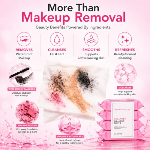 Global Beauty Care Collagen Cleansing Facial Towelettes, Makeup - Product Imagery