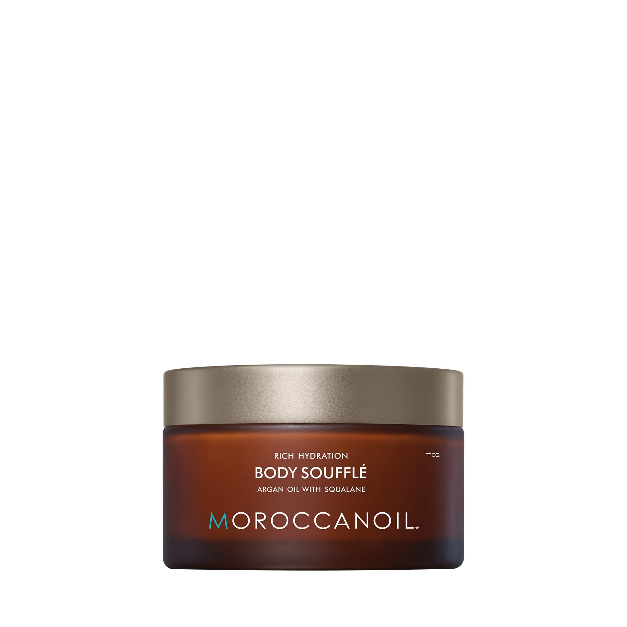 Moroccanoil Body Soufflé Fragrance Originale in 6.7 oz jar, creamy body moisturizer with a soft, floral scent.