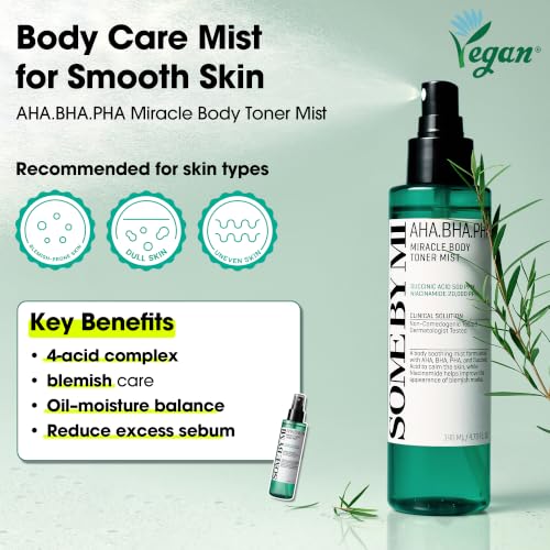 SOME BY MI AHA BHA PHA 30 Days Miracle Body Toner Mist – 4.73oz, - Product Imagery