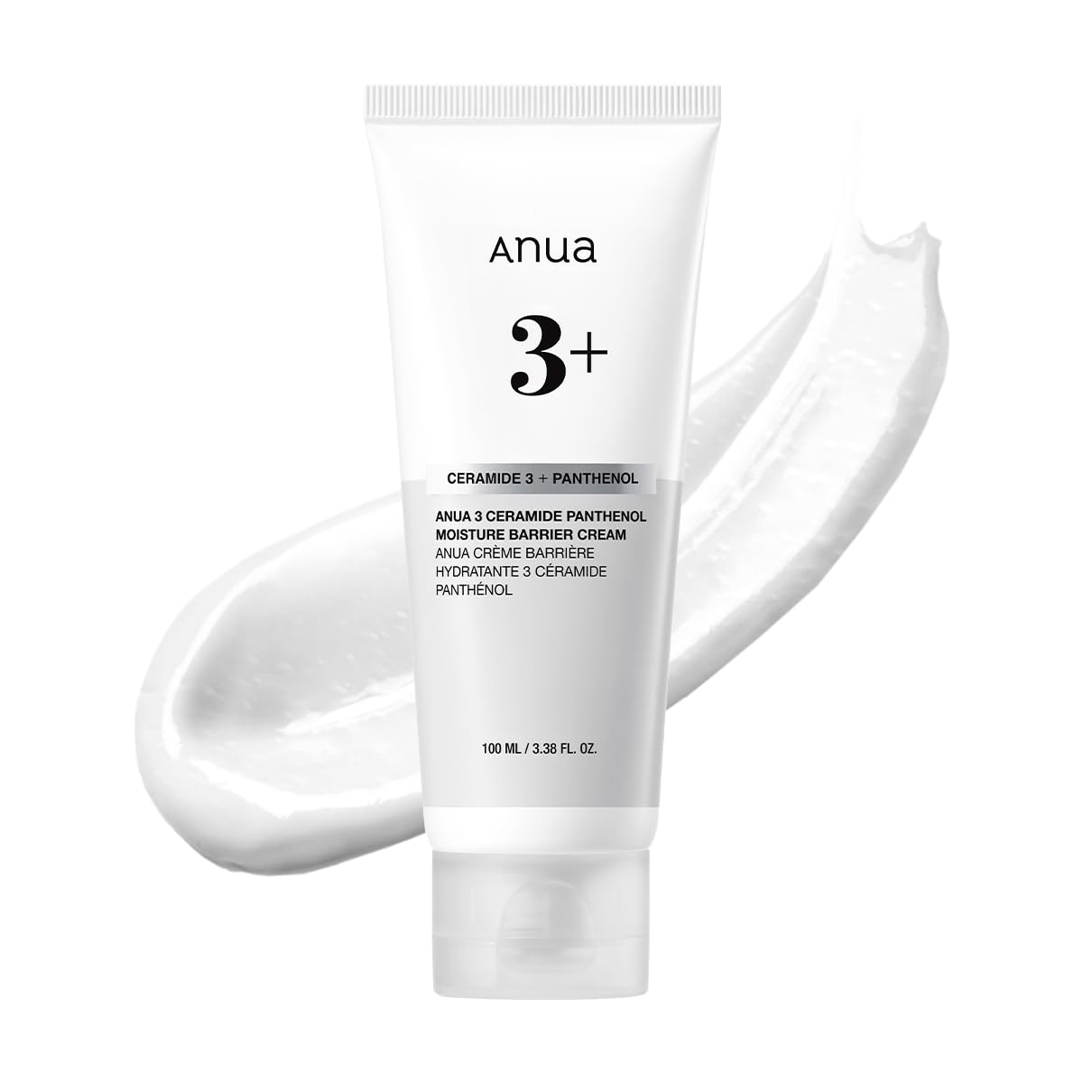 ANUA 3 Ceramide Panthenol Moisture Barrier Cream in a 3.38 fl oz jar, showcasing the nourishing moisturizer for dry skin.