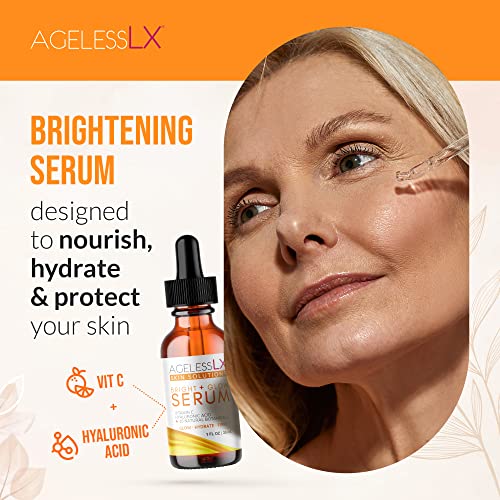 AgelessLX - Bright + Glow Face Serum - Vitamin C Serum For Face - Product Imagery