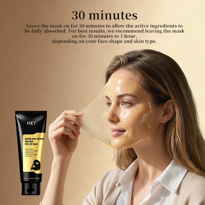 HKY Gold Dual-Anti Collagen Peel Off Face Mask, 7x Hyaluronic - Product Imagery