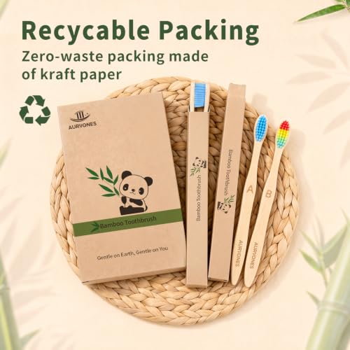 Bamboo Toothbrushes Soft Bristles, 10 Pack Natural Toothbrush - Product Imagery