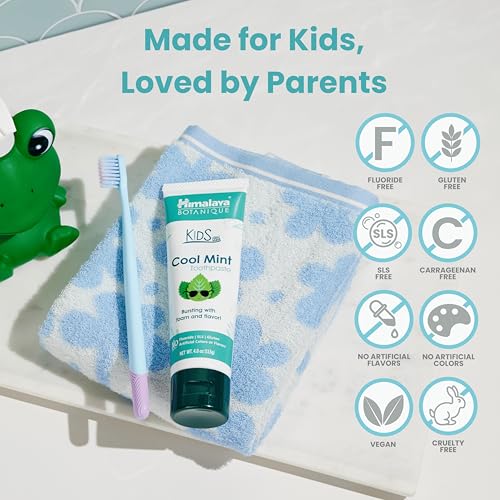 Himalaya Botanique Kids Toothpaste, Cool Mint, Fluoride-Free, - Product Imagery